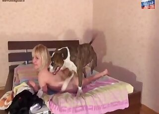 Curvy blonde MILF gets sexually dominated by randy Pit Bull