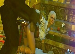 Ciri from The Witcher gets fucked by this well-hung werewolf beast