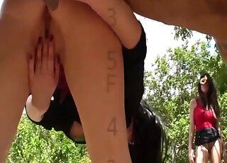 Harsh sex at the farm with the stallion roughly fucking a hot mature