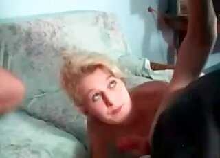Mature zoophile MILF sucks dick of her fuckmate and a black dog