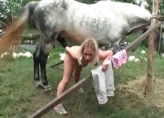 Breathtaking fucking movie showing a hung horse drilling her deep