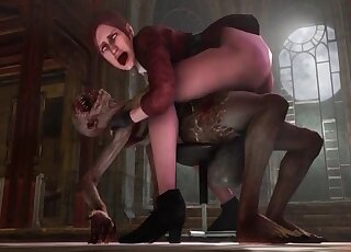 Anime MILF takes an awesome ride on cock of a cartoon beast